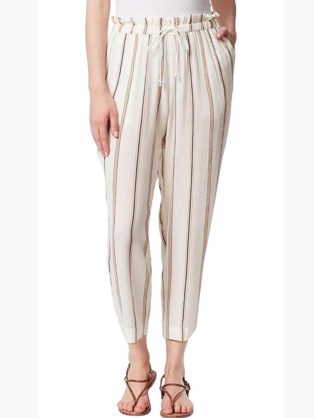 Jessica Simpson Shane Striped Crop Tapered Beach Pant Ladies Large